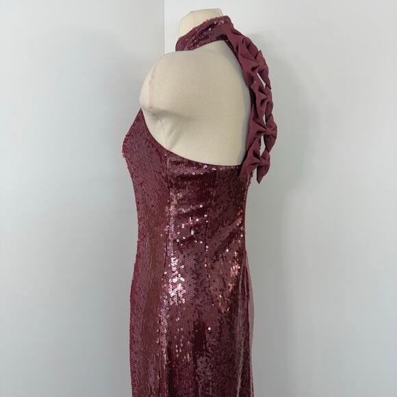 Rebecca Vallance Zelda Bow-Detailed Sequined Midi Dress Red US 4 - Picture 8 of 13